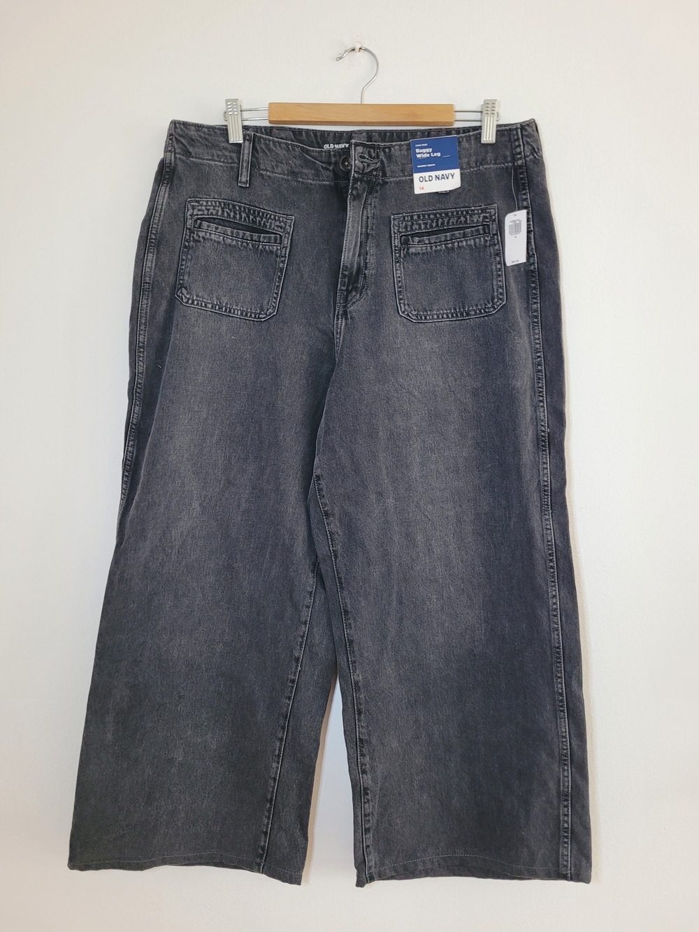 Old Navy High Rise Baggy Wide Leg Drapey Denim Jeans Size 14 BNWT